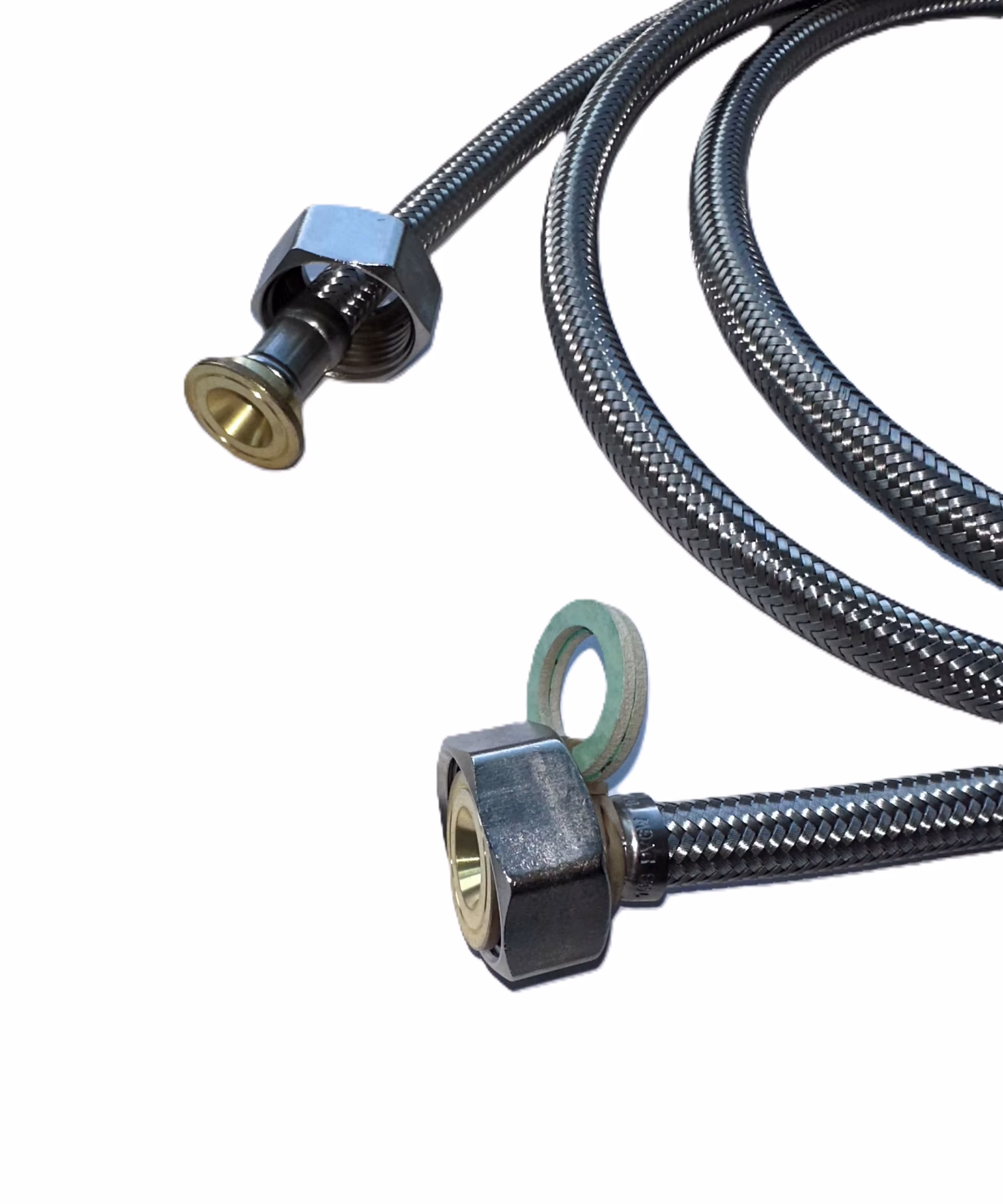 Gepantserde slang DN12 2x wartelmoer 3/4" 200cm uit de categorie Gepantserde slangen