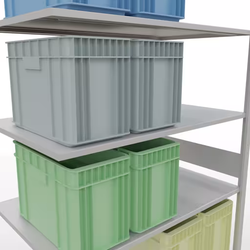Aanbouwrek, stelling, insteeksysteem MULTIplus150, 3000 x 1300 x 800 mm, 7 legborden, lengtestangen, RAL 7035 lichtgrijs van het merk Schulte Lagertechnik uit het assortiment insteeksysteem
