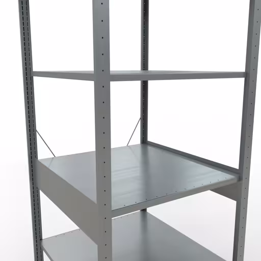 Basisplank, legbord, insteeksysteem MULTIplus150, 2500 x 750 x 800 mm, 6 legborden, kruisschoor, verzinkt van Schulte Lagertechnik uit het assortiment insteeksysteem