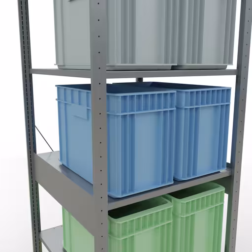 Basisplank, legbord, insteeksysteem MULTIplus150, 2500 x 750 x 800 mm, 6 legborden, kruisschoor, verzinkt van Schulte Lagertechnik met het artikelnr. 12781-75