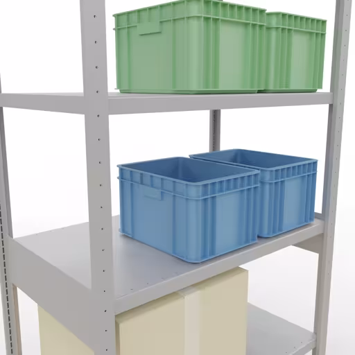 Productafbeelding nr. 13 van het artikel basisplank, legbord, insteeksysteem MULTIplus330, 2500 x 1000 x 600 mm, 6 legborden, kruisschoor, RAL 7035 lichtgrijs Figuur nr. 13 van het artikel basisplank, legbord, insteeksysteem MULTIplus330, 2500 x 1000 x 600 mm, 6 legborden, kruisschoor, RAL 7035 lichtgrijs uit de productgroep insteeksysteem van Schulte Lagertechnik.