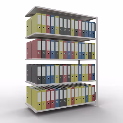 Productafbeelding nr. 11 van het artikel Aanbouwstelling, kantoorstelling, insteeksysteem MULTIplus150, 1800 x 1300 x 600 mm, 5 legborden, lengtestangen, zonder middenaanslag, lichtgrijs Afbeelding nr. 11 van het artikel aanbouwrekken, kantoorrekken, insteeksysteem MULTIplus150, 1800 x 1300 x 600 mm, 5 planken, zonder middenaanslag, lichtgrijs uit de productgroep kantoorrekken van het merk Schulte Lagertechnik