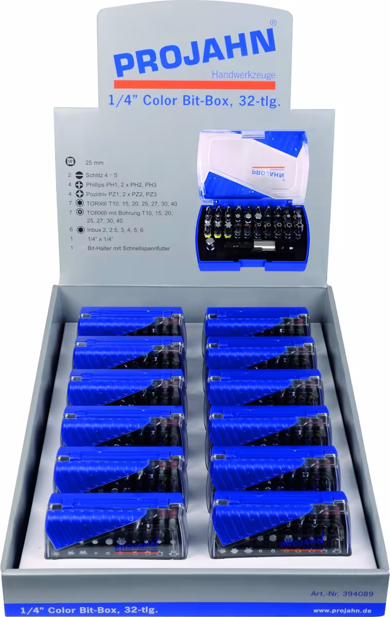 Display 12xBit Box 32 stuks 394089 van het merk PROJAHN uit de categorie machine accessoires