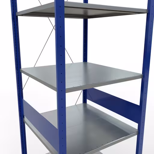 Basisplank, legbord, insteeksysteem MULTIplus150, 3000 x 750 x 800 mm, 7 legborden, RAL 5010 gentiaanblauw/verzinkt/verzinkt van het merk Schulte Lagertechnik uit het plug-in systeem-assortiment
