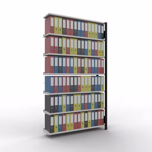 Productafbeelding nr. 12 van het artikel Aanbouwstelling, kantoorstelling, insteeksysteem MULTIplus85, 2300 x 1300 x 300 mm, 7 legborden, kruisschoor, met stoplijst, zwart/lichtgrijs Figuur nr. 12 van het artikel aanbouwrekken, kantoorrekken, insteeksysteem MULTIplus85, 2300 x 1300 x 300 mm, 7 planken, kruisschoor, met aanslaglijst, zwart/lichtgrijs uit de productgroep kantoorrekken van Schulte Lagertechnik.