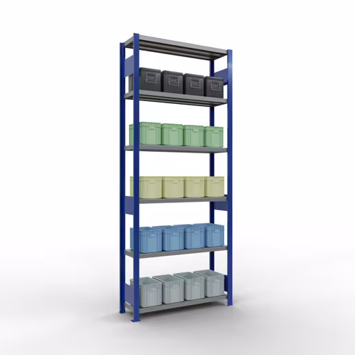 Figuur nr. 9 van het artikel basisrek, legbord, insteeksysteem MULTIplus250, 2500 x 1000 x 300 mm, 6 legborden, RAL 5010 gentiaanblauw/verzinkt uit de productgroep insteeksysteem van het merk Schulte Lagertechnik.