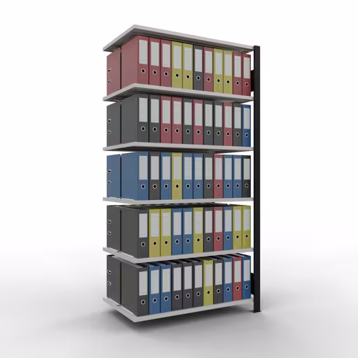 Productafbeelding nr. 14 van het artikel Aanbouwstelling, kantoorstelling, insteeksysteem MULTIplus150, 2000 x 1000 x 600 mm, 6 legborden, lengtestangen, met middenaanslag, zwart/lichtgrijs Afbeelding nr. 14 van het artikel, kantoorrekken, insteeksysteem MULTIplus150, 2000 x 1000 x 600 mm, 6 planken, met middenaanslag, zwart/lichtgrijs uit de productgroep kantoorrekken van Schulte Lagertechnik