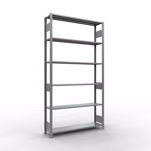 Basisplank, legbord, insteeksysteem MULTIplus150, 2500 x 1300 x 300 mm, 6 legborden, lengtestangen, verzinkt van Schulte Lagertechnik uit de categorie insteeksysteem
