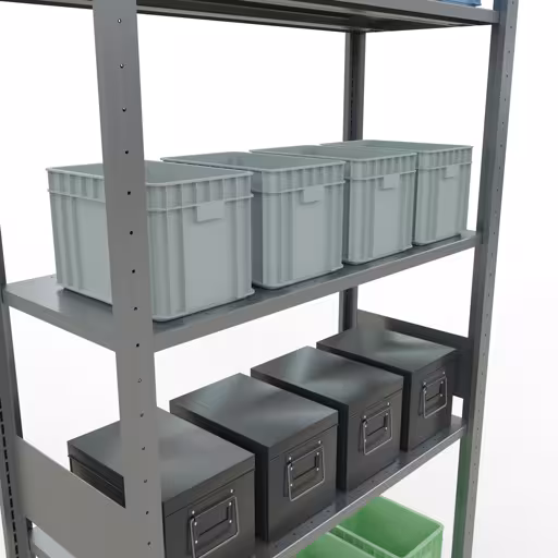 Productafbeelding nr. 7 van het artikel basisrek, legbord, insteeksysteem MULTIplus150, 3000 x 1000 x 400 mm, 7 legborden, verzinkt uit het insteeksysteem assortiment van Schulte Lagertechnik