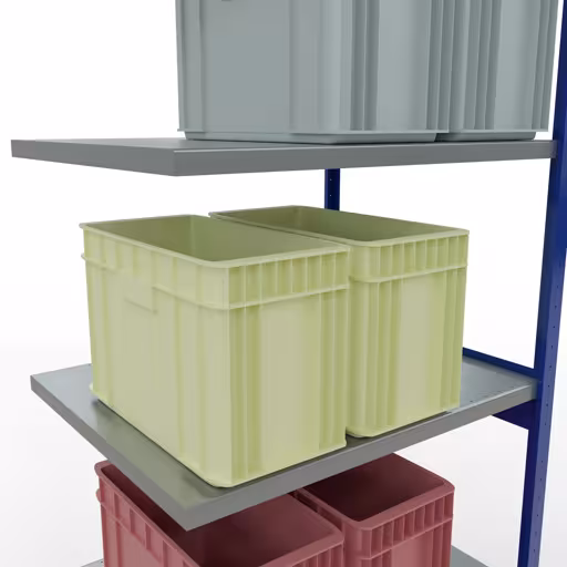 Productafbeelding nr. 15 van het artikel Aanbouwrekken, legbordstellingen, insteeksysteem MULTIplus250, 3000 x 1000 x 800 mm (HxBxD), 7 legborden, lengtestangen, RAL 5010 gentiaanblauw/verzinkt Afbeelding nr. 15 van het artikel aanbouwrekken, legbordstellingen, insteeksysteem MULTIplus250, 3000 x 1000 x 800 mm, 7 legborden, lengtestangen, RAL 5010 gentiaanblauw/verzinkt uit de productgroep insteeksysteem van Schulte Lagertechnik.