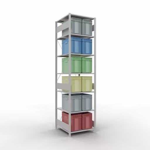 Basisplank, legbord, insteeksysteem MULTIplus150, 3000 x 750 x 800 mm (HxBxD), 7 legborden, kruisschoor, RAL 7035 lichtgrijs met artikelnr. 32682-75 Basisplank, legbord, insteeksysteem MULTIplus150, 3000 x 750 x 800 mm, 7 planken, RAL 7035 lichtgrijs van Schulte Lagertechnik uit de categorie insteeksysteem