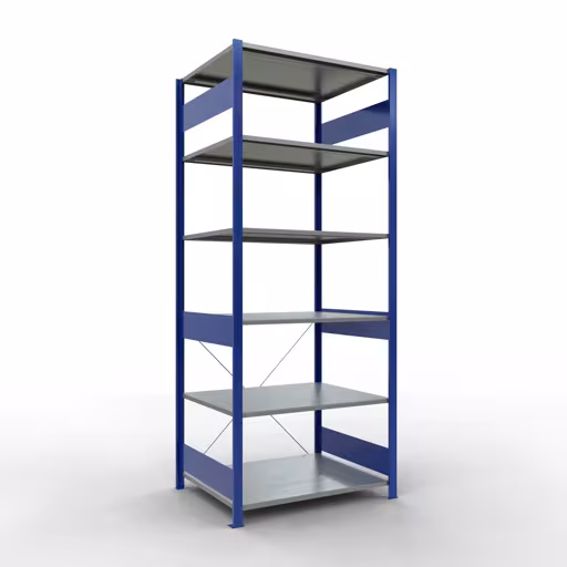 Productafbeelding nr. 14 van het artikel basisrek, legbord, insteeksysteem MULTIplus150, 2500 x 1000 x 800 mm, 6 legborden, RAL 5010/verzinkt uit het insteeksysteem assortiment van Schulte Lagertechnik