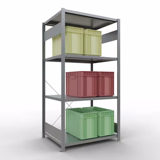 Productafbeelding nr. 13 van het artikel basisplank, legbord, insteeksysteem MULTIplus330, 2000 x 1000 x 800 mm, 5 legborden, kruisschoor, verzinkt Figuur nr. 13 van het artikel basisrek, legplank, insteeksysteem MULTIplus330, 2000 x 1000 x 800 mm, 5 legborden, kruisschoor, verzinkt uit de insteeksysteem productgroep van Schulte Lagertechnik.