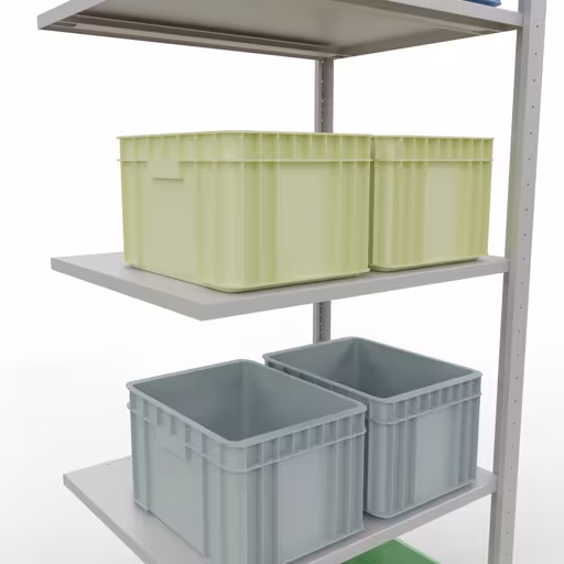 Productafbeelding nr. 7 van het artikel aanbouwrekken, legbordstellingen, insteeksysteem MULTIplus150, 2000 x 750 x 600 mm, 5 legborden, RAL 7035 lichtgrijs uit het assortiment insteeksysteem van Schulte Lagertechnik