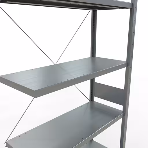 Productafbeelding nr. 7 van het artikel aanbouwrekken, legbord, insteeksysteem MULTIplus250, 3000 x 1000 x 400 mm, 7 legborden, kruisschoor, verzinkt uit het assortiment insteeksysteem van het merk Schulte Lagertechnik