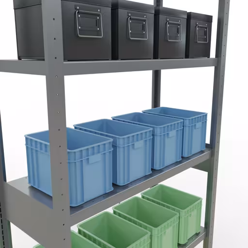 Basisplank, legbord, insteeksysteem MULTIplus330, 2500 x 1000 x 400 mm, 6 legborden, kruisschoor, verzinkt van Schulte Lagertechnik uit het assortiment insteeksysteem