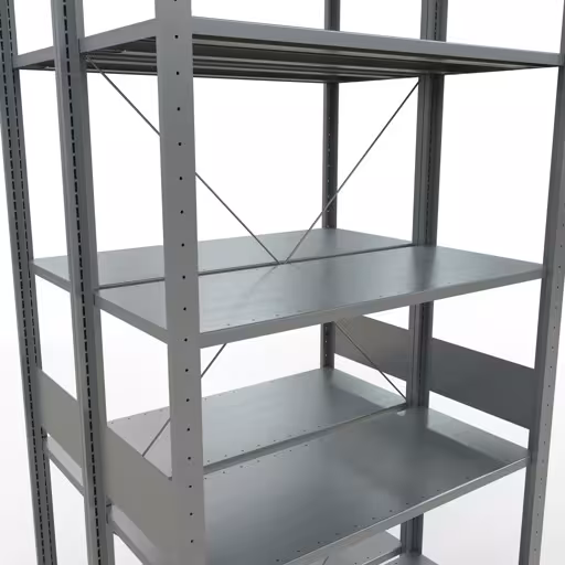 Afbeelding nr. 11 van het artikel basisrek, dubbel legbord, legbordinsteeksysteem MULTIplus150, 3000 x 1000 x (2x800) mm, 2x7 legborden, kruisschoor, verzinkt uit de productgroep legbordstellingen van Schulte Lagertechnik