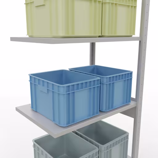 Aanbouwrekken, rekken, insteeksysteem MULTIplus150, 2500 x 750 x 500 mm, 6 legborden, lengtestangen, RAL 7035 lichtgrijs van Schulte Lagertechnik uit de categorie insteeksystemen