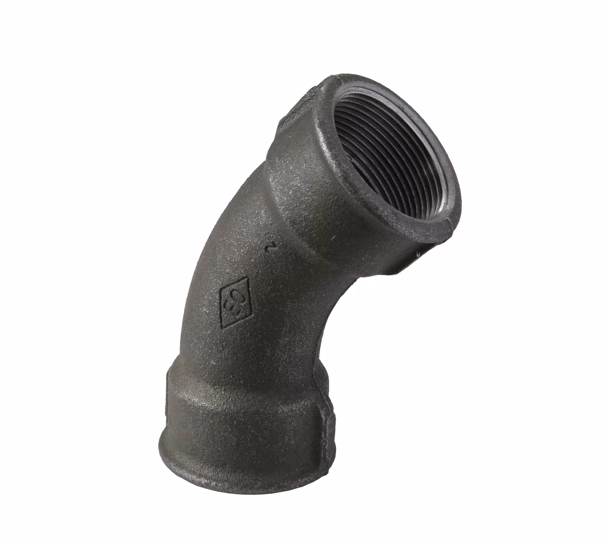 Boog nr. 41 binnen/binnen 45 graden 3/8" gemaakt van smeedbaar gietijzer, zwart van Atusa ATUSA gietijzeren bocht nr. 41 binnen/binnen, gietijzeren fittingen, art.nr. 04101002