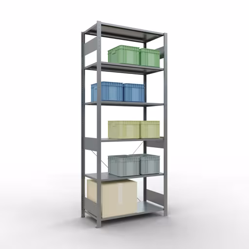 Basisplank, legplank, insteeksysteem MULTIplus150, 2500 x 1000 x 500 mm (HxBxD), 6 legborden, kruisschoor, verzinkt uit de categorie basisplanken met de GTIN 4004514202611 Basisplank, legbord, insteeksysteem MULTIplus150, 2500 x 1000 x 500 mm, 6 legborden, verzinkt van het merk Schulte Lagertechnik uit het assortiment insteeksysteem