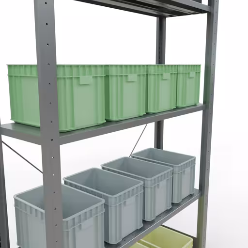 Productafbeelding nr. 9 van het artikel basisrek, legbord-insteeksysteem MULTIplus150, 2000 x 1000 x 300 mm, 5 legborden, verzinkt - Expressline uit het insteeksysteem-assortiment van Schulte Lagertechnik