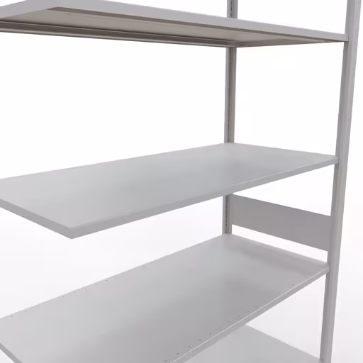Aanbouwrekken, legbordstellingen, insteeksysteem MULTIplus150, 3000 x 1300 x 600 mm, 7 legborden, lengtestangen, RAL 7035 lichtgrijs van Schulte Lagertechnik met artikelnr. 32667-130-LR