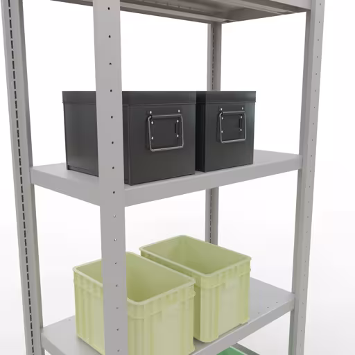 Figuur nr. 13 van het artikel basisrek, legbord, insteeksysteem MULTIplus250, 2000 x 750 x 400 mm, 5 legborden, lengtestangen, RAL 7035 lichtgrijs uit de productgroep insteeksysteem van Schulte Lagertechnik.