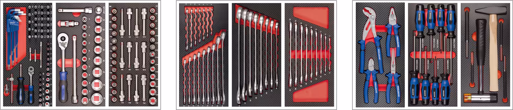 Uitrusting voor 3 laden 171 stuks van PROJAHN Werkplaatswageninrichting voor 3 laden, 171-delig, organisatiesystemen & werkplaatswagens, art.nr. 5995-011