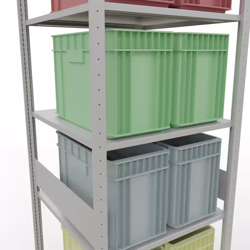 Basisplank, legbord, insteeksysteem MULTIplus150, 3000 x 750 x 800 mm, 7 legborden, lengtestangen, RAL 7035 lichtgrijs van Schulte Lagertechnik uit het assortiment insteeksysteem