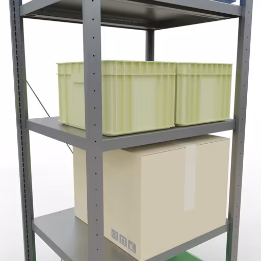 Figuur nr. 13 van het artikel basisrek, legbord, insteeksysteem MULTIplus250, 2000 x 750 x 600 mm, 5 legborden, kruisschoor, verzinkt uit de insteeksysteem productgroep van Schulte Lagertechnik.