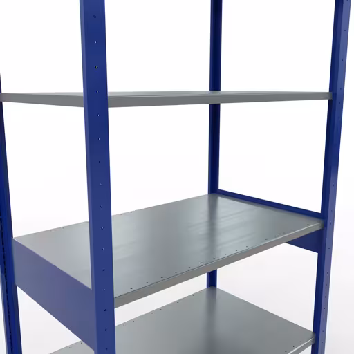 Extra afbeelding van het artikel Basisplank, legbord, insteeksysteem MULTIplus150, 2500 x 1000 x 600 mm, 6 legborden, lengtestangen, RAL 5010 gentiaanblauw/verzinkt Extra afbeelding van het artikel Basisplank, legplank, insteeksysteem MULTIplus150, 2500 x 1000 x 600 mm, 6 legborden, lengtestangen, RAL 5010 gentiaanblauw/verzinkt vanaf basisplank