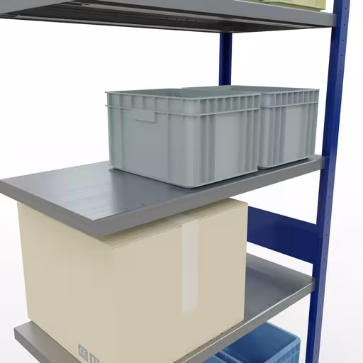 Aanbouwrekken, rekken, insteeksysteem MULTIplus330, 3000 x 1000 x 500 mm, 7 legborden, lengtestangen, RAL 5010 gentiaanblauw/verzinkt van Schulte Lagertechnik uit de categorie insteeksystemen