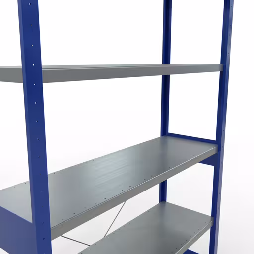 Basisplank, legplank, insteeksysteem MULTIplus250, 2500 x 1300 x 400 mm (HxBxD), 6 legborden, kruisschoor, RAL 5010 gentiaanblauw/verzinkt uit de categorie basisplanken met de GTIN 4004514251718 Basisplank, legbord, insteeksysteem MULTIplus250, 2500 x 1300 x 400 mm, 6 legborden, kruisschoor, RAL 5010 gentiaanblauw/verzinkt van Schulte Lagertechnik uit het assortiment insteeksysteem