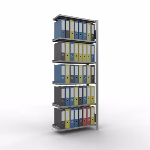 Productafbeelding nr. 17 van het artikel Aanbouwstelling, kantoorstelling, insteeksysteem MULTIplus85, 2000 x 750 x 300 mm, 6 legborden, kruisschoor, verzinkt, met aanslaglijst Afbeelding nr. 17 van het artikel, kantoorrekken, insteeksysteem MULTIplus85, 2000 x 750 x 300 mm, 6 legborden, verzinkt, met aanslagbeugel uit de productgroep kantoorrekken van Schulte Lagertechnik