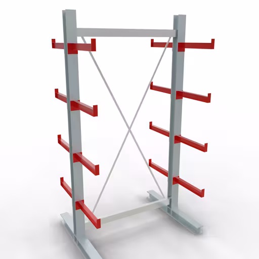 Afbeelding nr. 10 van het artikel K 3000 complete stelling, dubbelzijdig, 2500 x 1300 x 500 mm, RAL 7001 / RAL 3000, 5 opslagniveaus uit de productgroep draagarmstellingen van Schulte Lagertechnik