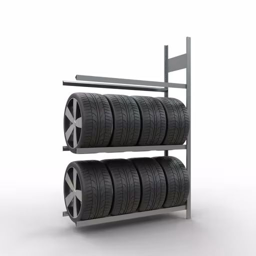 Figuur nr. 9 van het artikel aanbouwrek, wielen-/bandenrek, 2000 x 1300 x 400 mm, verzinkt, 3 opslagniveaus met 150 kg vakbelasting per niveau uit de productgroep stellingrekken van het merk Schulte Lagertechnik.