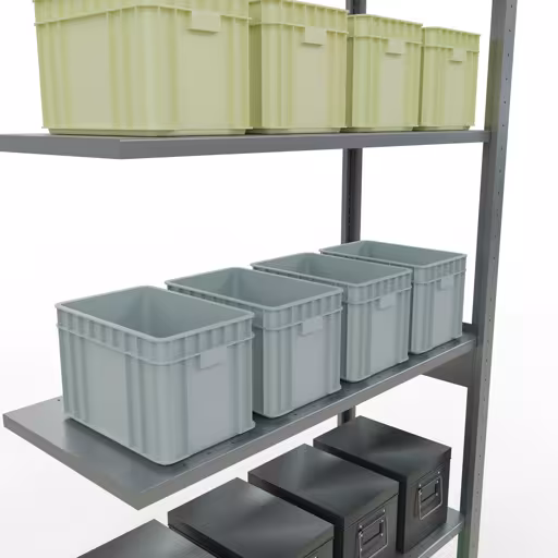Aanbouwrekken, rekken, insteeksysteem MULTIplus150, 2500 x 1000 x 400 mm, 6 legborden, lengtestangen, verzinkt van Schulte Lagertechnik uit de categorie insteeksystemen