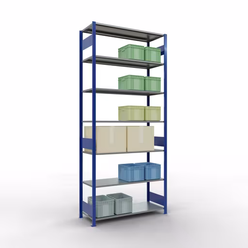 Basisplank, legbord, insteeksysteem MULTIplus150, 3000 x 1300 x 500 mm, 7 legborden, RAL 5010 gentiaanblauw/verzinkt van Schulte Lagertechnik uit de categorie insteeksystemen