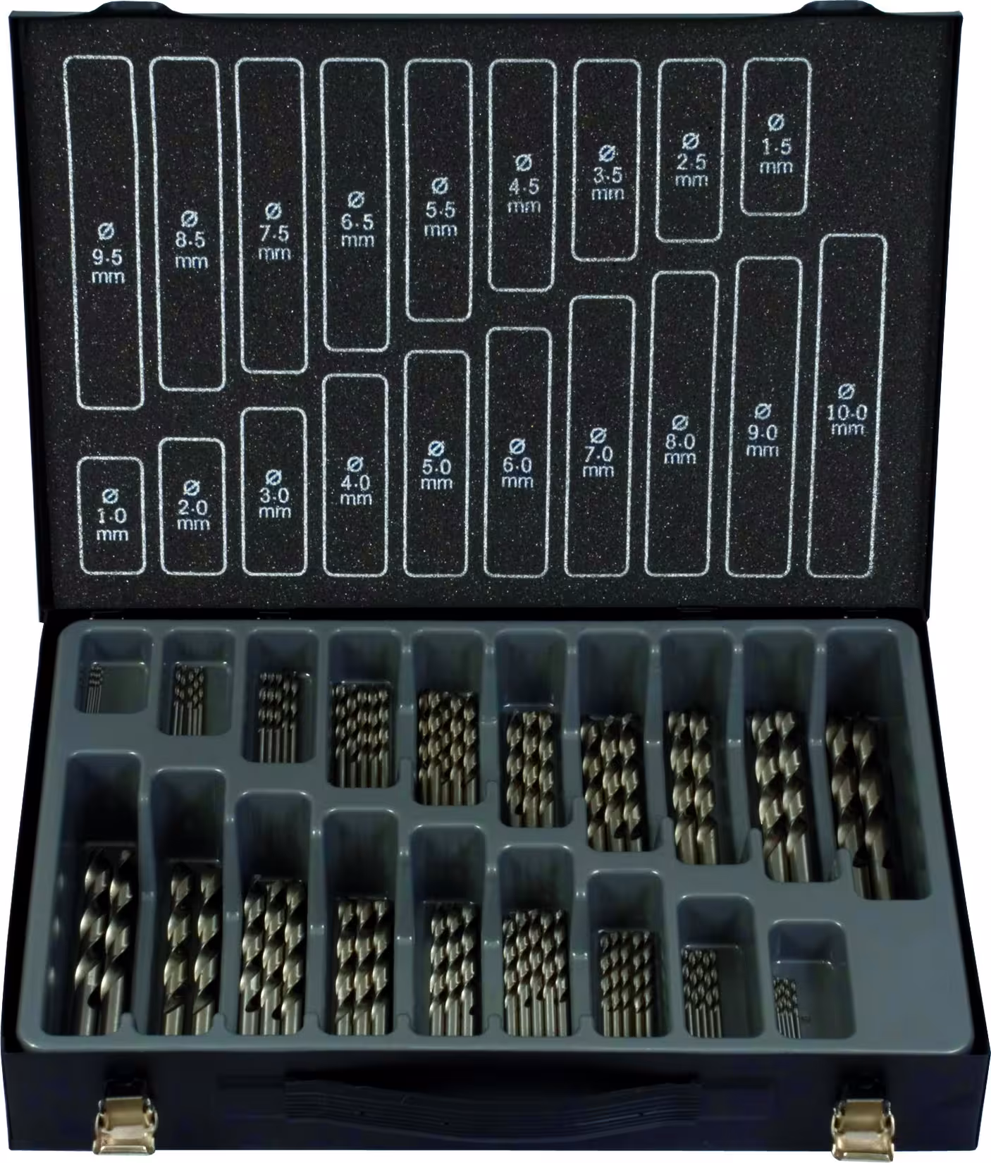Andere weergave van het artikel Boormagazijn HSS-G ECO 70-delig bestaande uit: elk 5 stuks: 1,0 - 5,0 mm elk 3 stuks: 5,5 - 7,5 mm elk 2 stuks 8,0 - 10,0 mm uit de categorie machine-accessoires