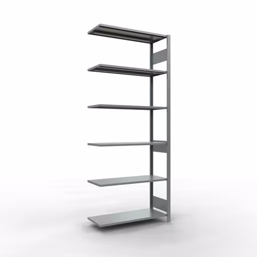 Aanbouwrekken, legborden, insteeksysteem MULTIplus150, 2500 x 1000 x 400 mm (HxBxD), 6 legborden, lengtestangen, verzinkt, aanbouwplank, art.nr. 12746-LR