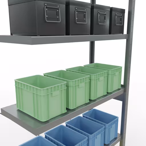 Extra afbeelding van het artikel Aanbouwplank, stellingkast MULTIplus330 insteeksysteem, 2500 x 1000 x 400 mm (HxBxD), 6 legborden, kruisschoor, verzinkt vanaf aanbouwplank