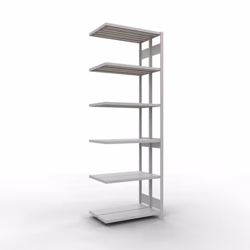 Aanbouwrekken, dubbele rekken, rekkensysteem MULTIplus250, 3000 x 1000 x (2x300) mm (HxBxD), 2x7 planken, lengtestangen, RAL 7035 lichtgrijs van Schulte Lagertechnik Aanbouwrekken, dubbele rekken, stellingsysteem MULTIplus250, 3000 x 1000 x (2x300) mm (HxBxD), 2x7 planken, lengtestangen, RAL 7035 lichtgrijs, dubbele planken, art.nr. 33237