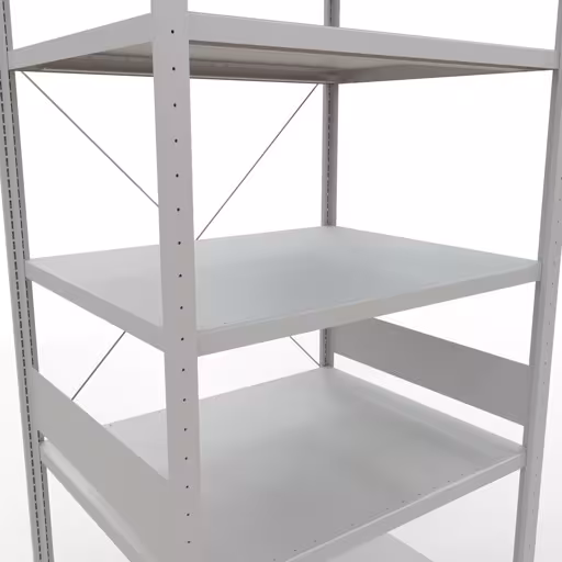 Basisplank, legbord, insteeksysteem MULTIplus330, 3000 x 1000 x 800 mm (HxBxD), 7 legborden, kruisschoor, RAL 7035 lichtgrijs van Schulte Lagertechnik uit de categorie insteeksysteem