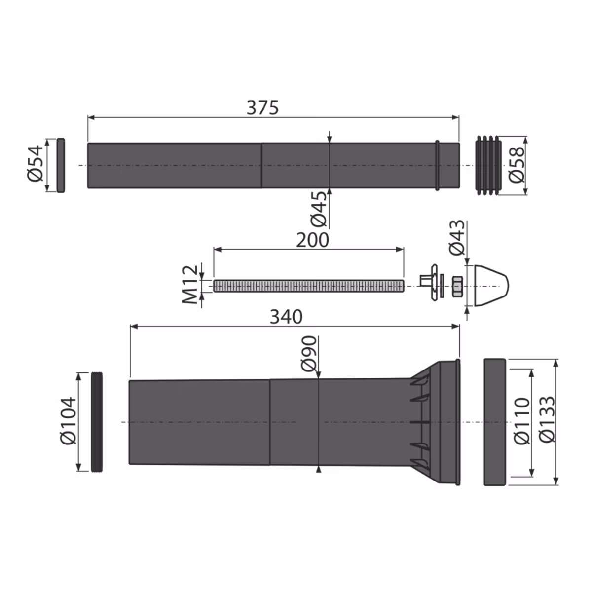 Wandtoiletaansluitset van het merk AlcaPlast uit de categorie toiletaansluiting