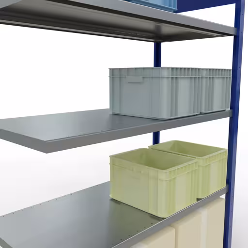 Afbeelding nr. 10 van het artikel aanbouwrekken, legbordstellingen, insteeksysteem MULTIplus250, 2000 x 1300 x 600 mm, 5 legborden, RAL 5010 gentiaanblauw/verzinkt uit de productgroep insteeksysteem van het merk Schulte Lagertechnik.