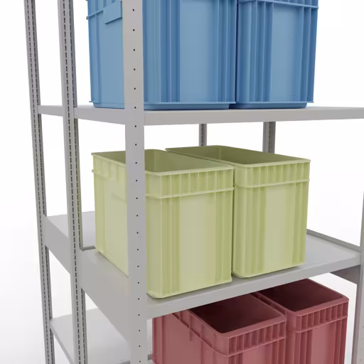 Basisplank, dubbele plank, rekkensysteem MULTIplus250, 3000 x 1000 x (2x600) mm (HxBxD), 2x7 planken, lengtestangen, RAL 7035 lichtgrijs uit de categorie dubbele rekken met de GTIN 4058255035694 Basisplank, dubbele plank, rekkensysteem MULTIplus250, 3000 x 1000 x (2x600) mm, 2x7 planken, lengtestangen, RAL 7035 lichtgrijs van Schulte Lagertechnik uit het rekkenprogramma