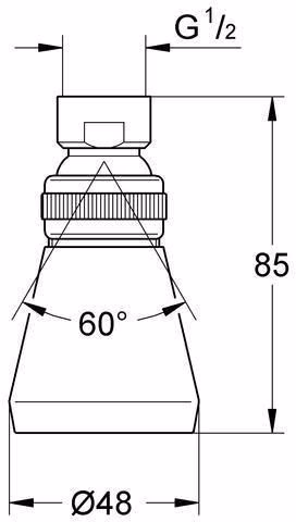 Technische Zeichnung 3969465 GROHE hoofddouche Relexa 50 28094 met kogelgewricht DN 15 chroom