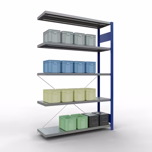 Figuur nr. 11 van het artikel aanbouwrekken, legbordstellingen, insteeksysteem MULTIplus250, 2000 x 1300 x 400 mm, 5 legborden, RAL 5010 gentiaanblauw/verzinkt uit de productgroep insteeksysteem van het merk Schulte Lagertechnik.