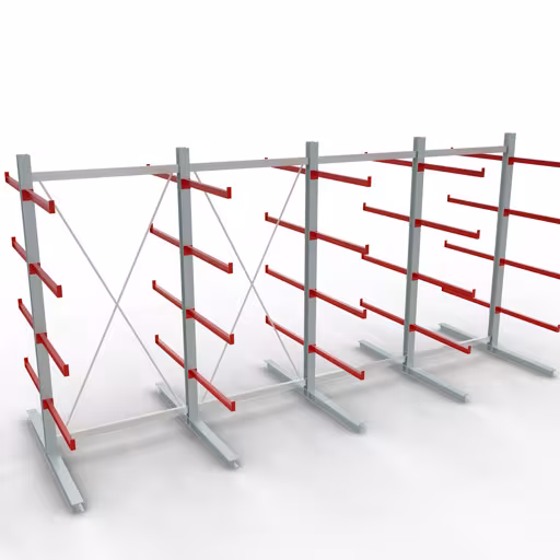 Figuur nr. 8 van het artikel K 6000 complete stelling, dubbelzijdig, 3000 x 6000 x 2x 1000 mm, RAL 7001 / RAL 3000, 5 opslagniveaus uit de productgroep draagarmstellingen van het merk Schulte Lagertechnik.