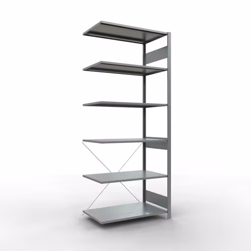 Figuur nr. 11 van het artikel aanbouwrekken, legbordstellingen, insteeksysteem MULTIplus150, 2500 x 1000 x 600 mm, 6 legborden, verzinkt uit de insteeksysteem productgroep van Schulte Lagertechnik.